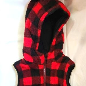 Boys Plaid Hooded Thermal Vest